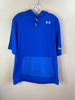 Under Armour Short Sleeve Hoodie in Bright Blue with White Logo